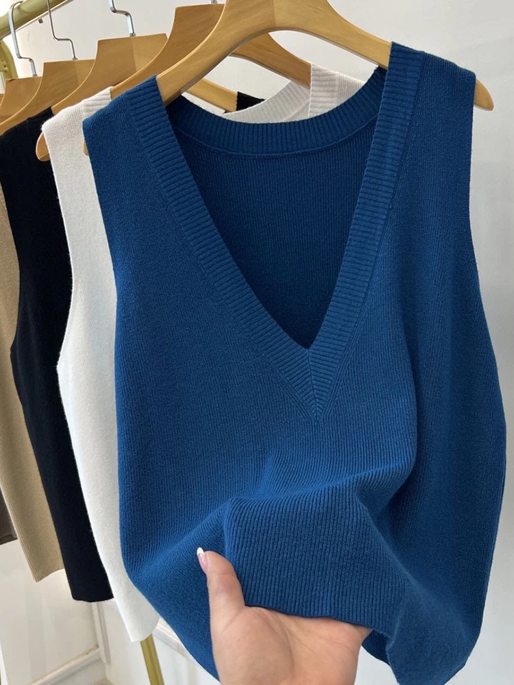 كوريا محبوك سترات المرأة الأعلى الخامس الرقبة الصلبة تانك Blusas Mujer دي مودا الصيف موضة جديدة الإناث أكمام بلايز عادية 2