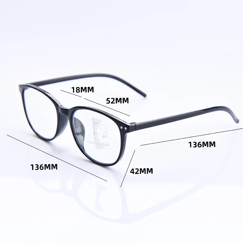 Runde Lesebrille für Damen, progressive Multifokus-Presbyopie, lila Brille, blaues Licht blockierende Brille – Detail 1