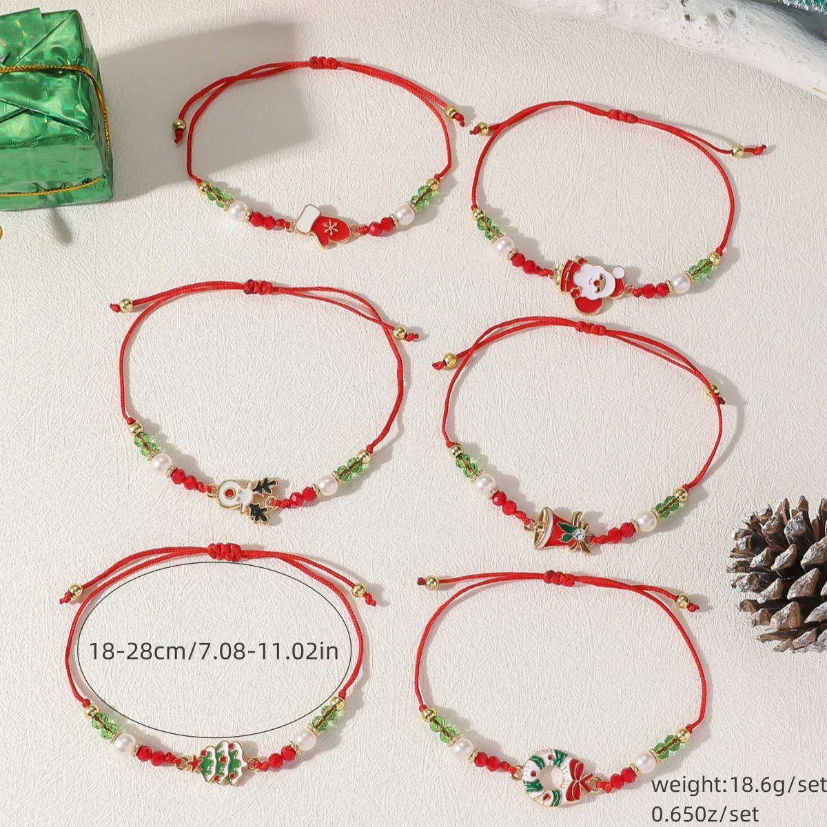 Christmas Decorations Santa Claus Reindeer Soft Clay Bead Bracelet Fashion New Style Holiday Jewelry for Women