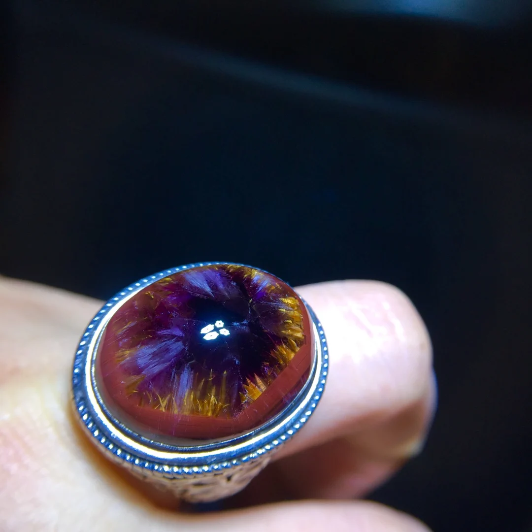 1 Pz/Lotto Natural Aurora Purple Magic Crystal Ring Treasures Man Women'S Model 925 Sterling Silver Set Ring Size Taki Regolabile