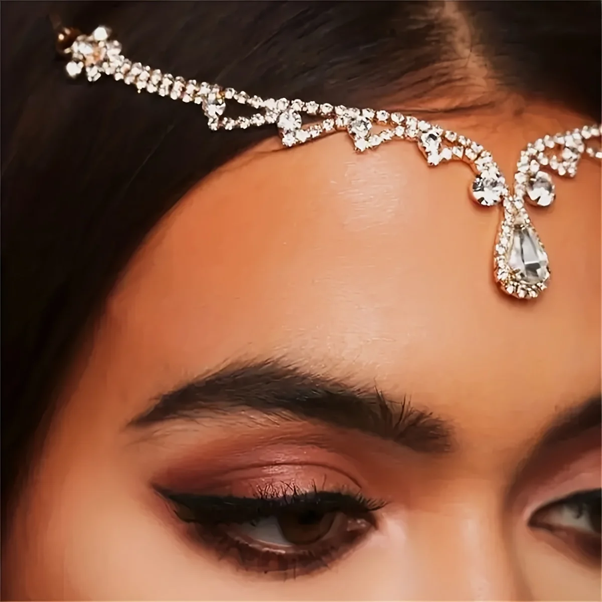 Bohemian Vintage Full Rhinestone Bridal Headband Chain for Women Wedding Crystal Forehead Headband Hair Accessories hair accessory hair headdress bridal headwear