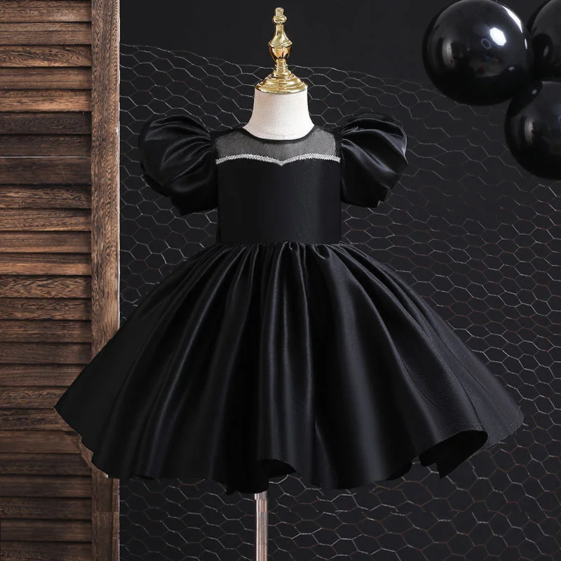 1-10Y Girls Bow Princess Dress Summer Kids Girls Performance Host Costume Dresses Children Party Prom Gown Vestido Formal Dress matching family fall outfits