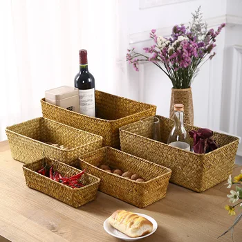 Handwoven Seagrass Desktop Storage Basket 1