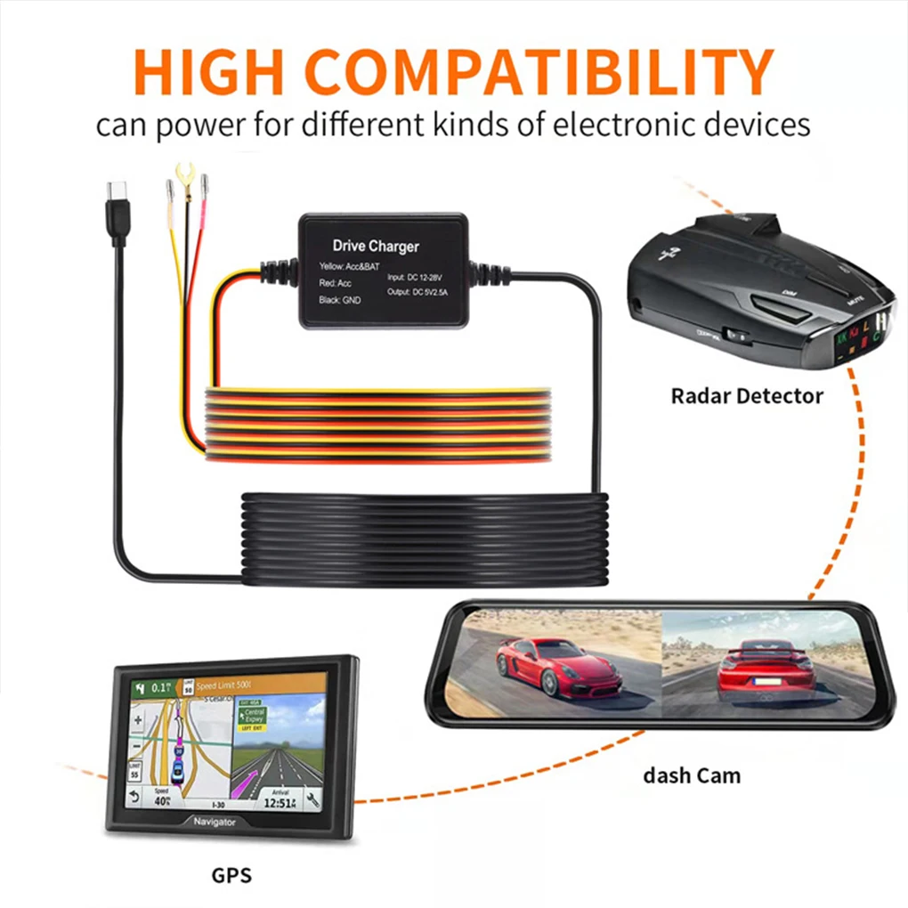 

USB Micro Type-C Hardwire Kit For DashCam Hardwire Kit Cam Hardwire Kit Dash Cam Hardwire Versatile TYPEC