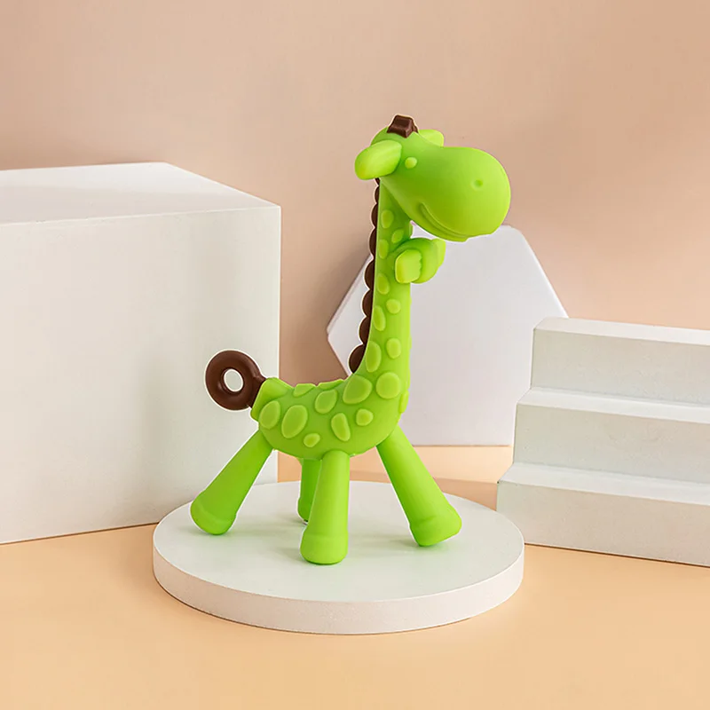 Silicone Teething Toys 1 Pcs Baby Teether Toys Training Grip Strength Baby Chewing Toy Cute Giraffe Silicone Newborn Health Molar Chewing Accessories
