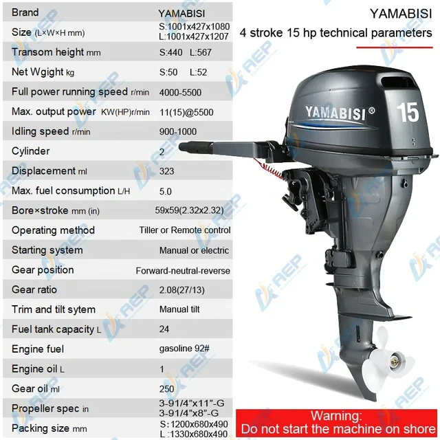 4 Stroke YAMABISI Outboard Motor 15hp Boat Motor Marine Engine Compatible  With - AliExpress