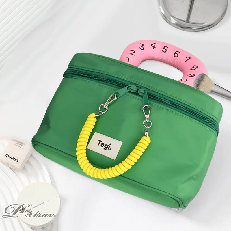 Large Capacity Cosmetic Bag Portable Handheld Travel Makeup Storage Partitioned Waterproof Toiletry Pouch