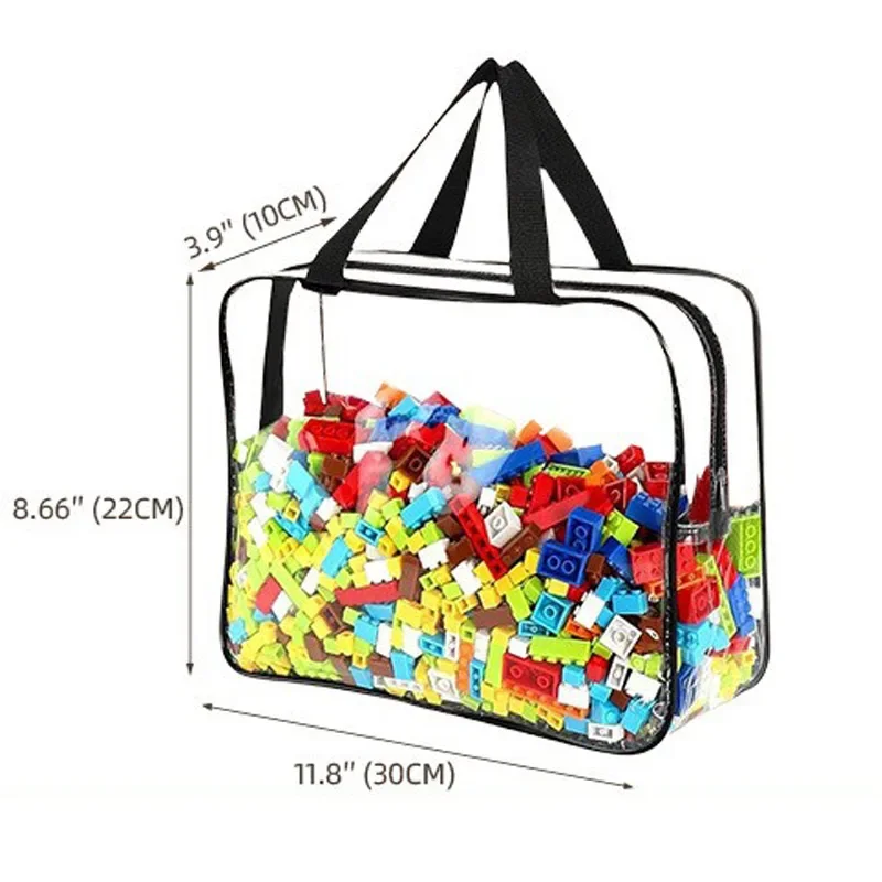 שקית אחסון חוזרת PVC שקופה: תיק גדול עם רוכסן לנסיעות, קוסמטיקה, קוביות צעצועים וציוד ליצירה כבדה