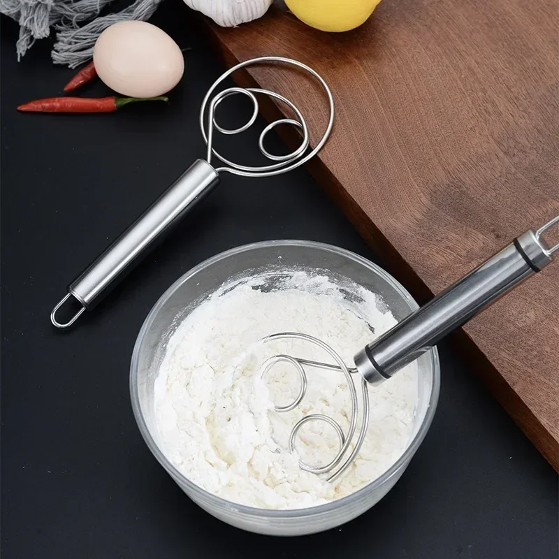 

Dough Whisk Stainless Steel,Bread Dough Hand Mixer Wooden Handle Kitchen Baking Tools Bread Making Tools & Supplies accessories