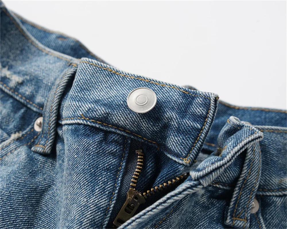 ss Splicing Design Fashionable Denim Shorts Men Women High Quality Tear Design Denim Versatile Shorts