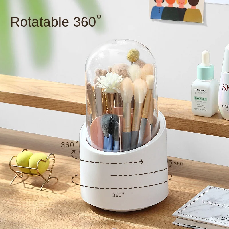

360 ° Rotary Storage Box Bathroom Makeup Brush Divided Shelf Dormitory Desktop Stationery Storage Bucket Large Capacity