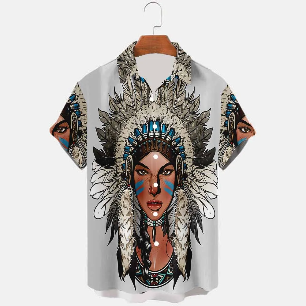 

Indian style ​2023 New Hawaiian style shirts 3d Hd Print Men's Shirt Oversized Casual Short-sleeved Shirt tops