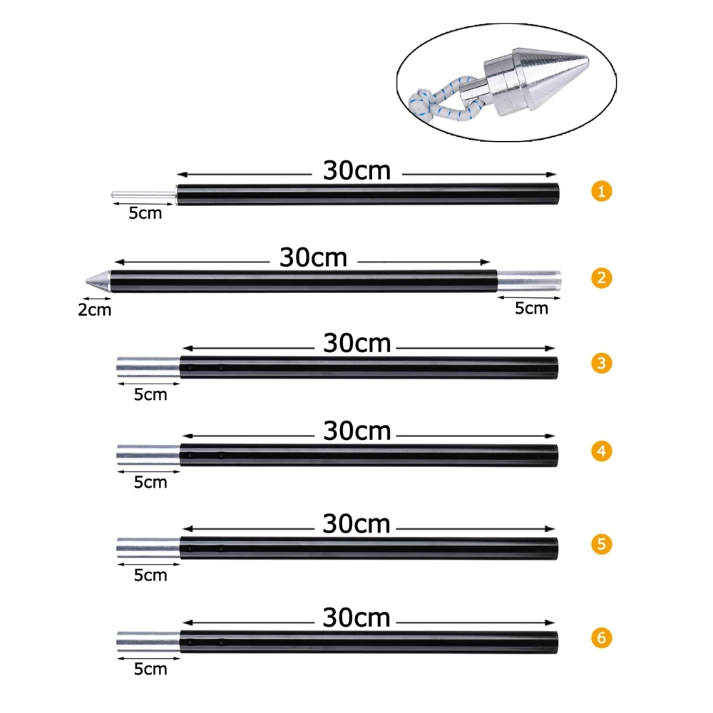 Tent Poles Camping Tent Accessories Tent Pole Bag Goture 1pair 12 Sections Lightweight Tent Rod T7075 Aluminum Alloy For Camping Hiking