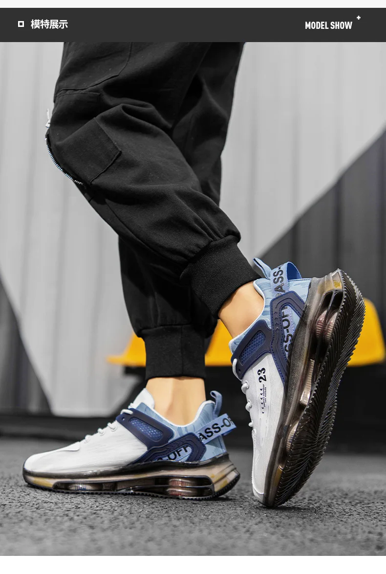 Description Picture 6 of itemFashion Air Cushioned Trendy Student Running Shoes Spring Summer Men's Shoes Sports Men Sneakers Casual High Top Round Toe Shoes