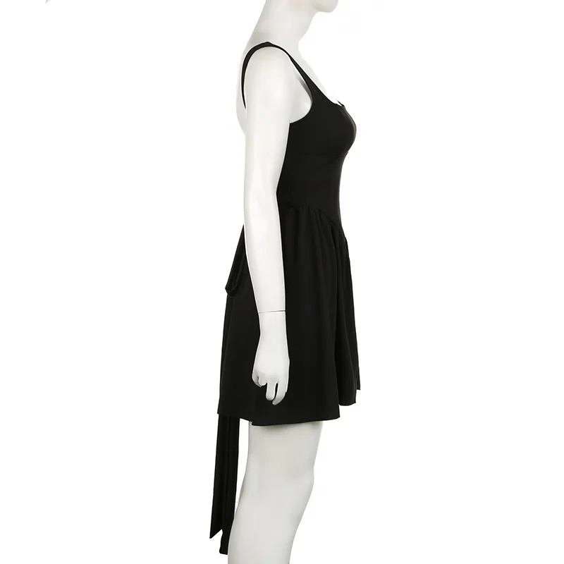 Vestido Bandage sin espalda para mujer, con lazo, pliegues, elegante, de cintura alta, para chicas atractivas, vestido sexy de calle con cordones 2025.