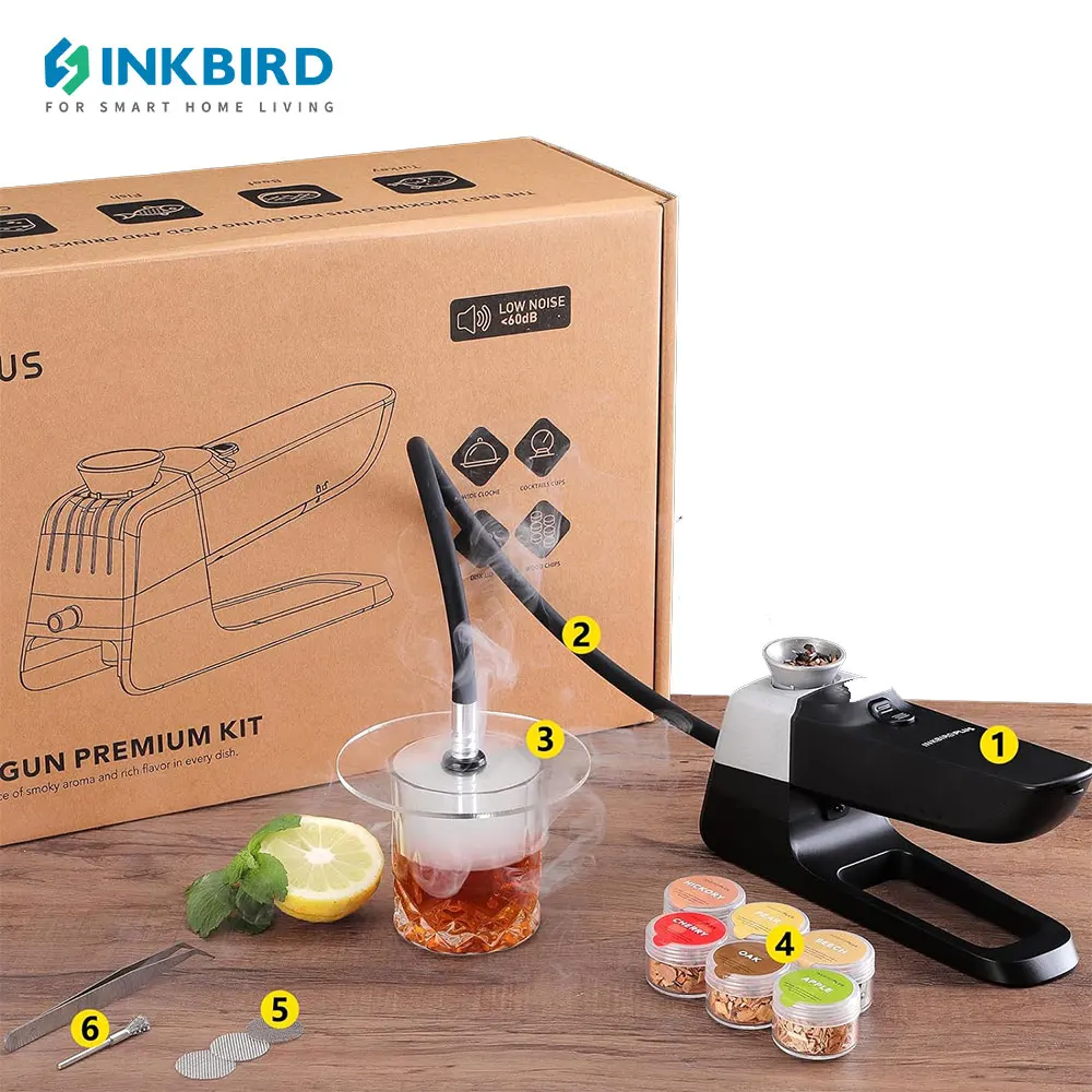 

Электронная сигарета INKBIRDPLUS, оружие для курения с 6 вкусами, деревянные чипсы, пищевой напиток, генератор холодного дыма, для мяса, рыбы, бекона, коптильня