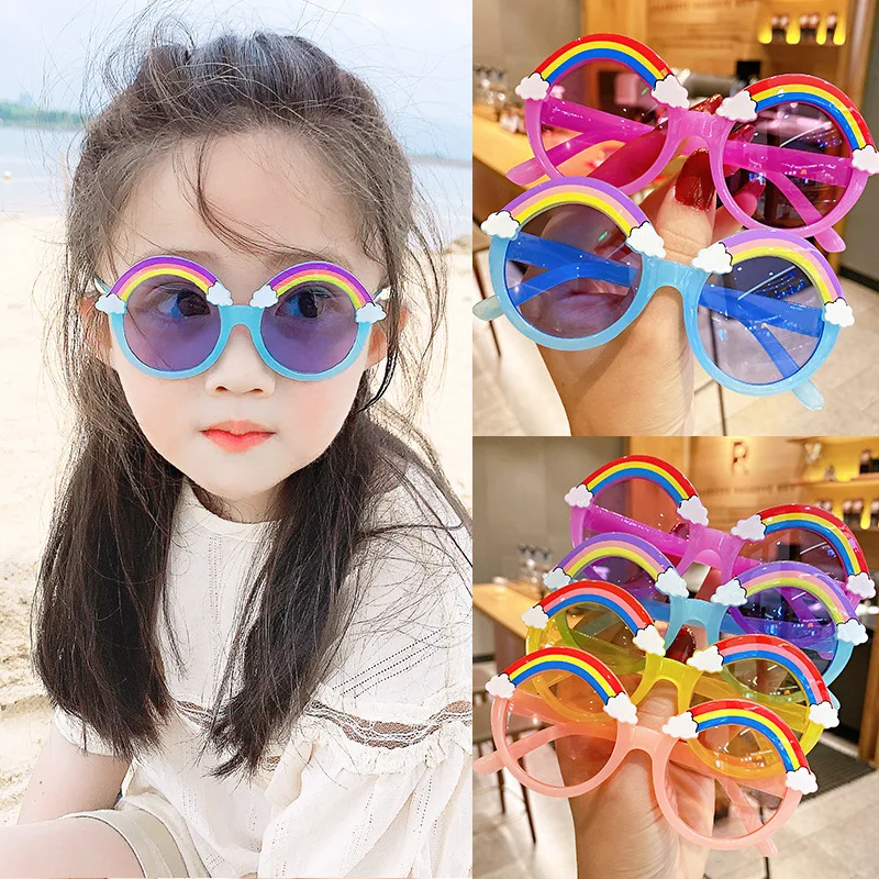 Children Fashion Sunglasses Girls Decorate Rainbow Sun Glasses Baby Outdoor Sunshade Eyewear UV400
