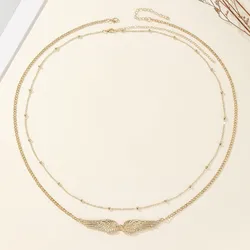 Gold Gothic Angel Wings Waist Chain - Sexy Adjustable Body Chain for Bikini and Beach Wear (Gold)