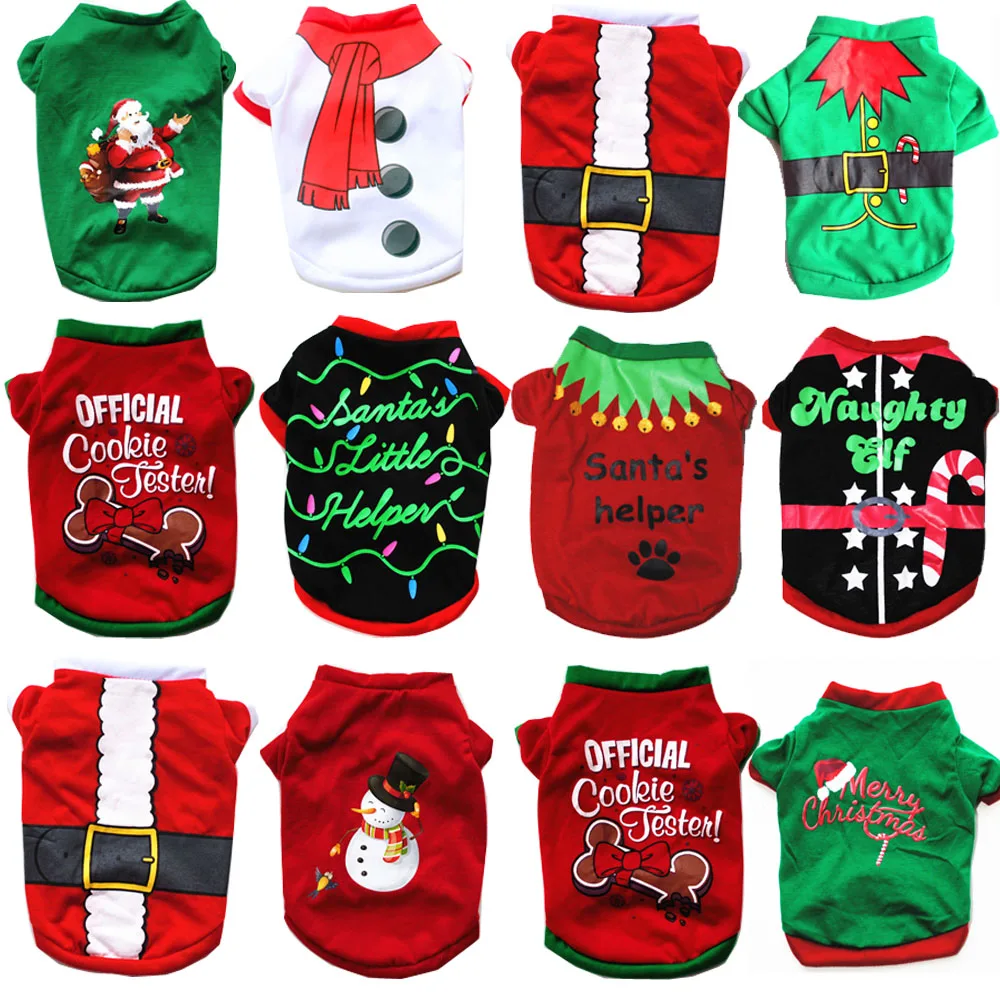 Pet Clothes Christmas New Year Dogs For Small Medium Chihuahua Yorkshire Warm Shirt