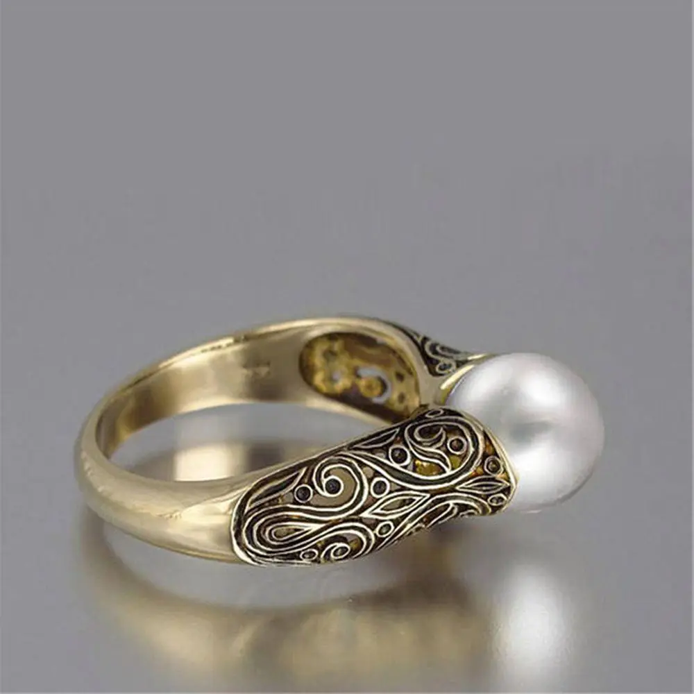 Fashion Simple Inlaid Imitation Pearl Rings Men and Women Gold Plated Vintage Silver Color Jewelry Holiday Gift Goth Accessories finger rings fashion rings fashion ring pearl finger ring