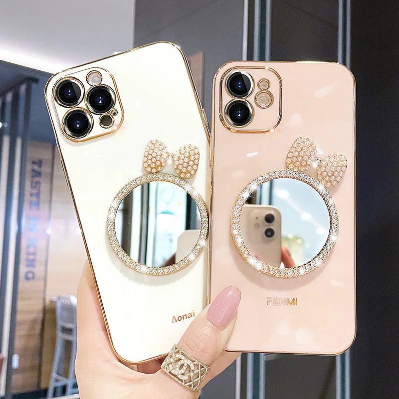

Phone Case Plated Mirror for iPhone, 13 Protective Case, New 12 Tide Brand, 14Pro Max, XR, 7