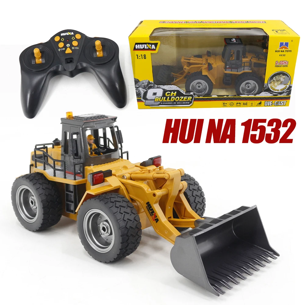 HUINA 9CH 1532 1/18 2.4GHz RC Metal Bulldozer RTR Front Loader Engineering Toy Remote Control Construction Tractork Vehicle 2