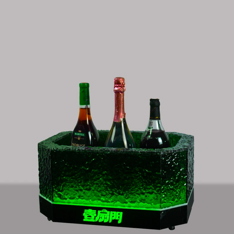 LED charging luminous ice patterned ice bucket KTV double-layer champagne bucket bar nightclub dedicated beer red wine bo