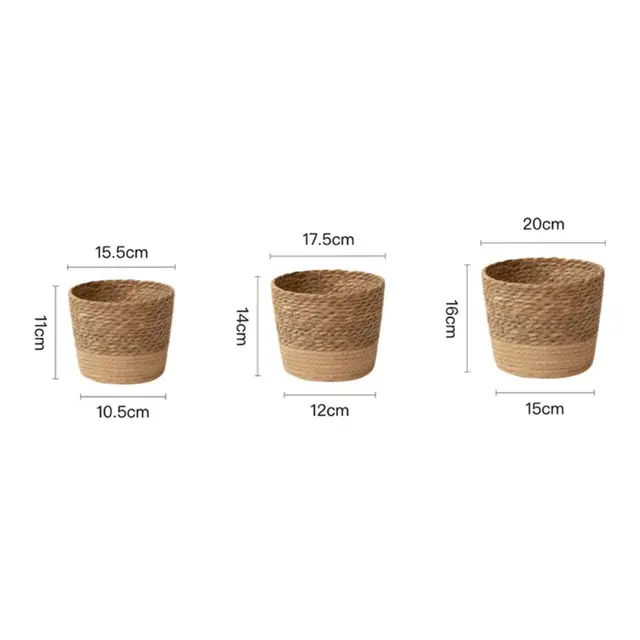 Mir de rangement en rotin tissé à la main WUNICEF, pot de fleurs en paille tissée, pot de fleurs de jardin, jardinière 6
