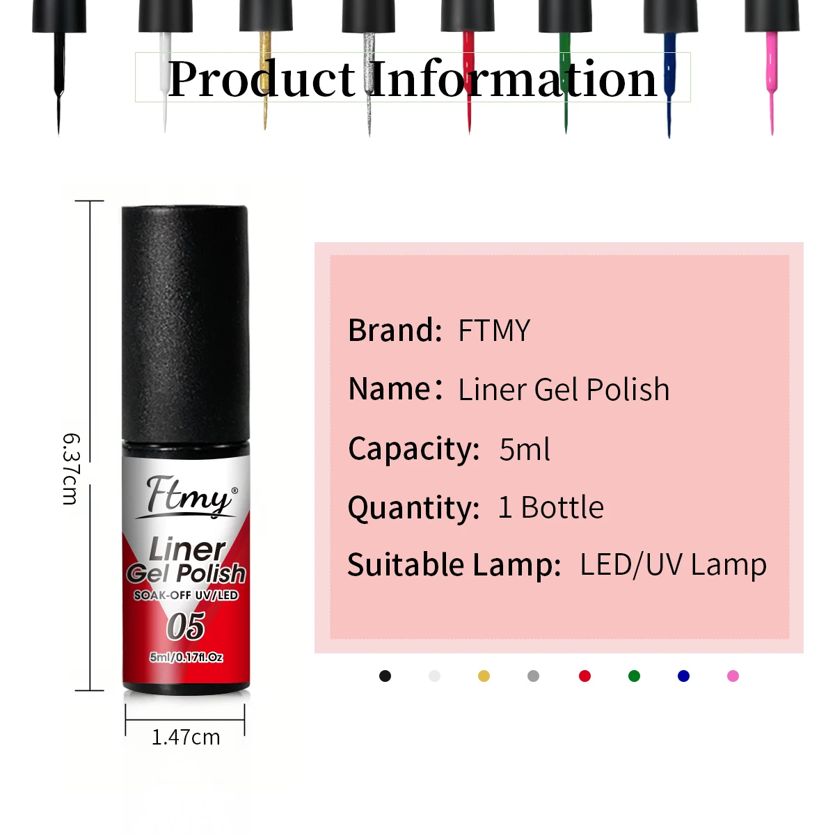Gel Liner Nail Art Kit - 6 Color Set