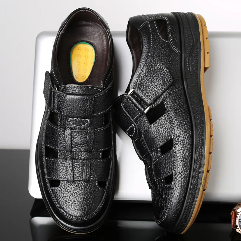 صيف جديد الراحة الرجال الصنادل جلد طبيعي الأعمال ح...