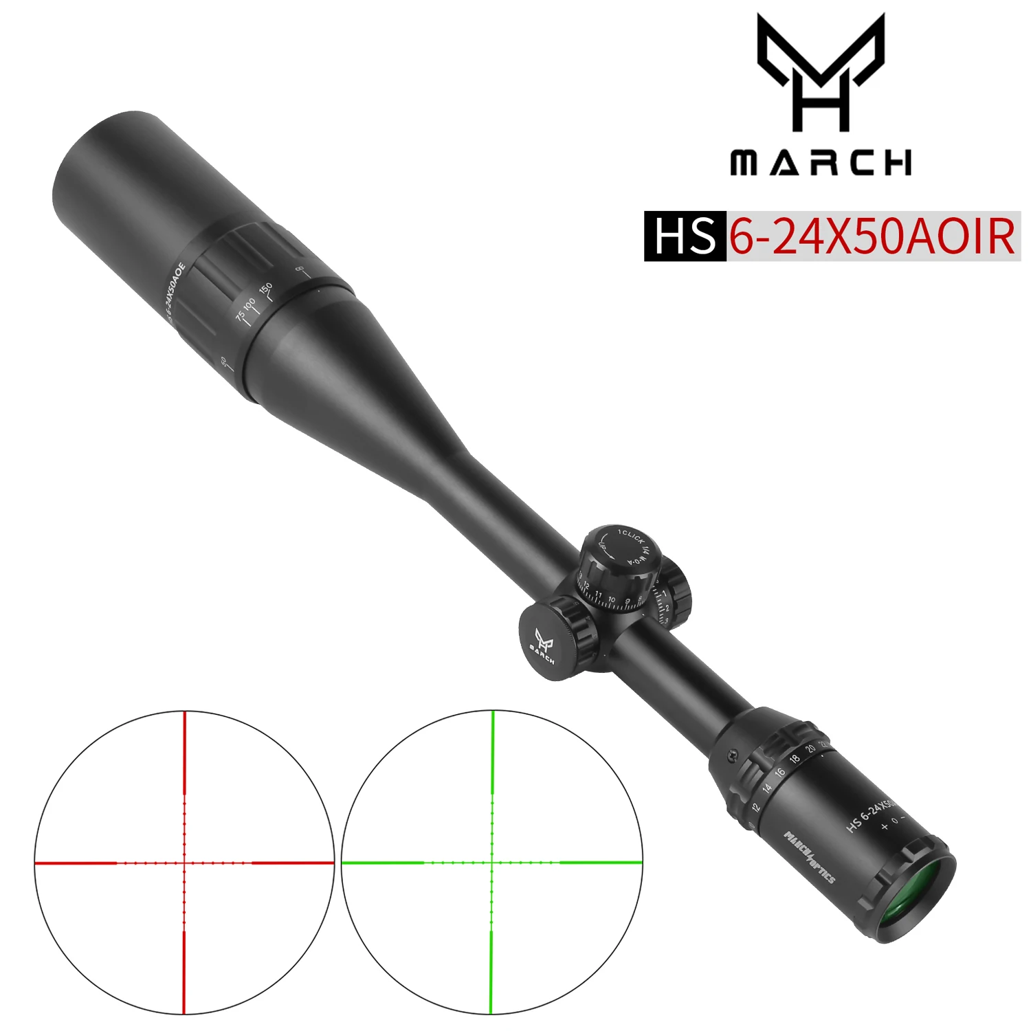 March Optics HS 6-24x50 AOIR Long Range Rifle Scopes Tactical Riflescope Spotting for Hunting  Air Gun PCP Airsoft Sight Luneta