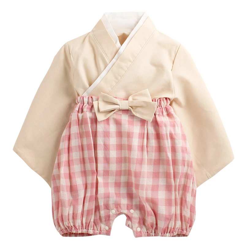 Retro Kimono Summer Baby Girl Clothing Tops Long Sleeve Bathrobe Japanese Newborn Baby Kimonos Unisex Playwear Outfits 2Pcs Sets