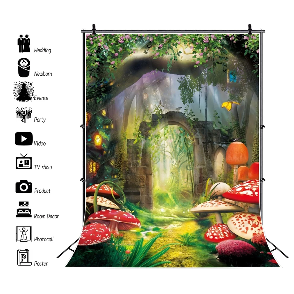 Book Backdrop Yeele 10x8ft Once Upon A Time Backdrop Spring Enchanted Mushroom Forest... Little Red Riding Hood Backdrop-462462