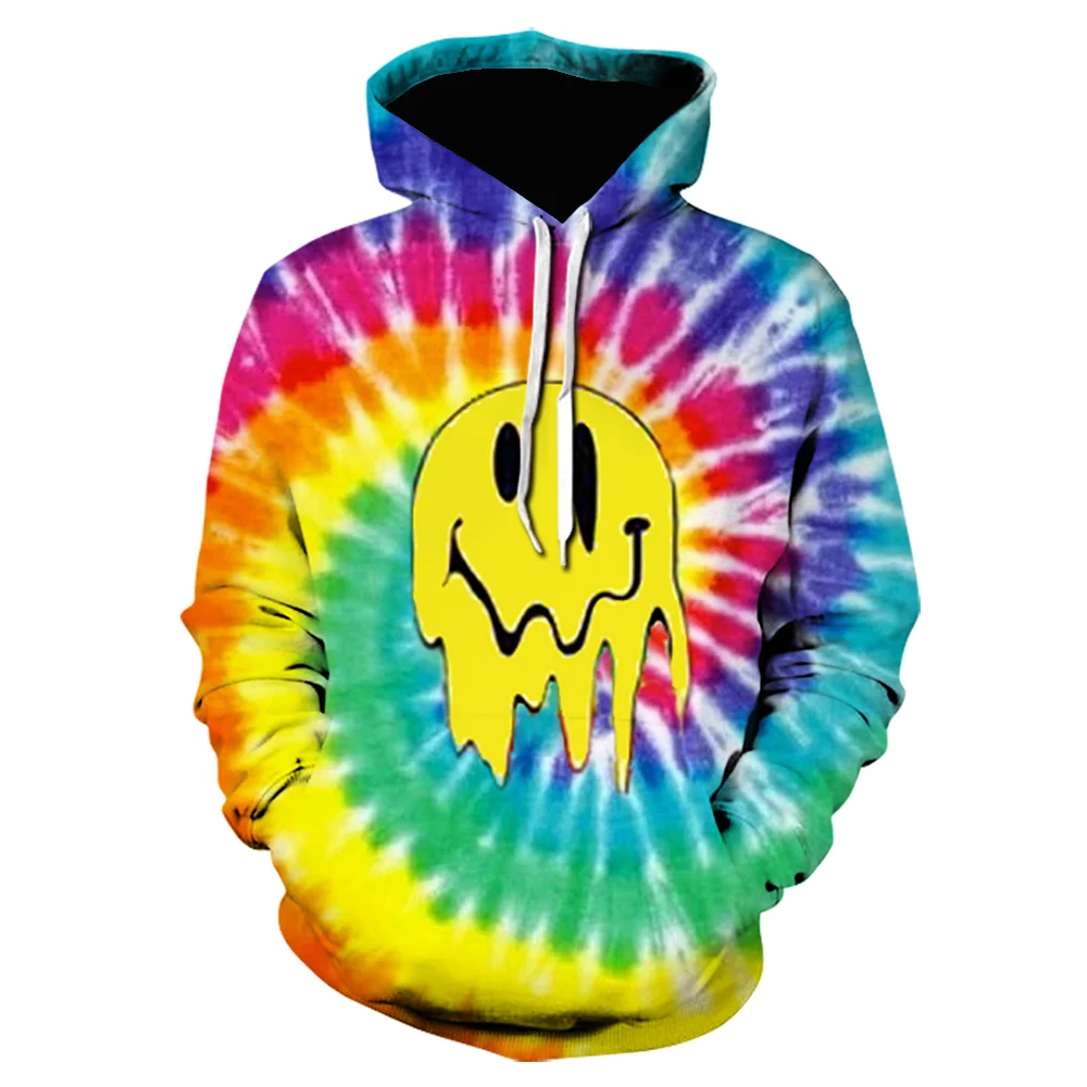 

2022 New Tie Dye Cool Men Fashion Hoodies 3D Print Personality Colorful Design Hip Hop Streetwear Casual Clothing