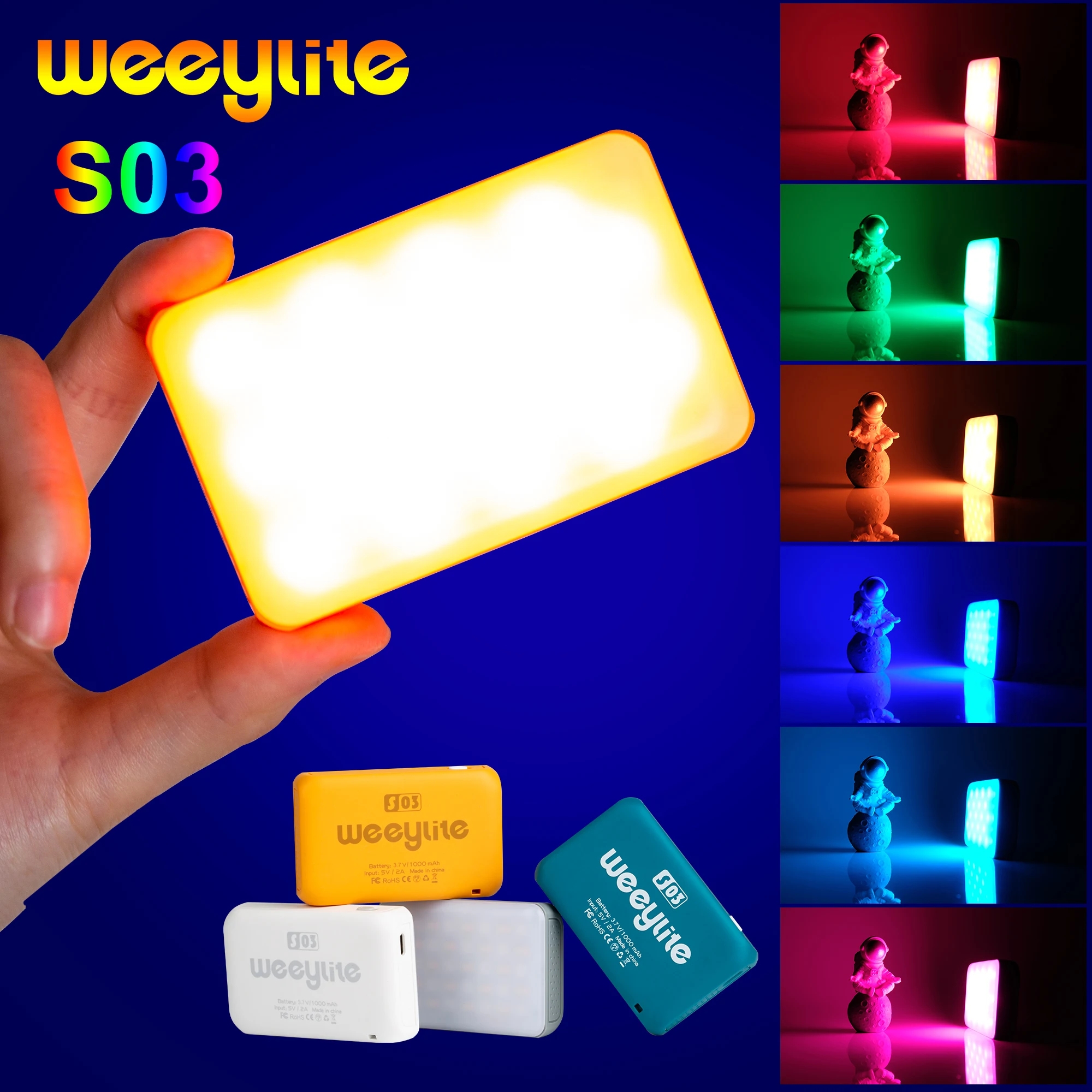 

Weeylite S03 LED Video Light RGB Color Fill Light Mini Portable Pocket Photography Camera APP Control Dimmable Live Vlog Lamp