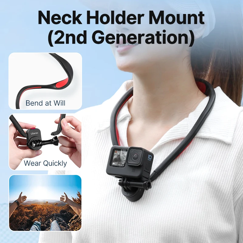Ulanzi Go-Quick II Magnetic Silicone Neck Holder Mount For GoPro Hero 13 12 for Insta360 for DJI Osmo Action Camera Accessorie