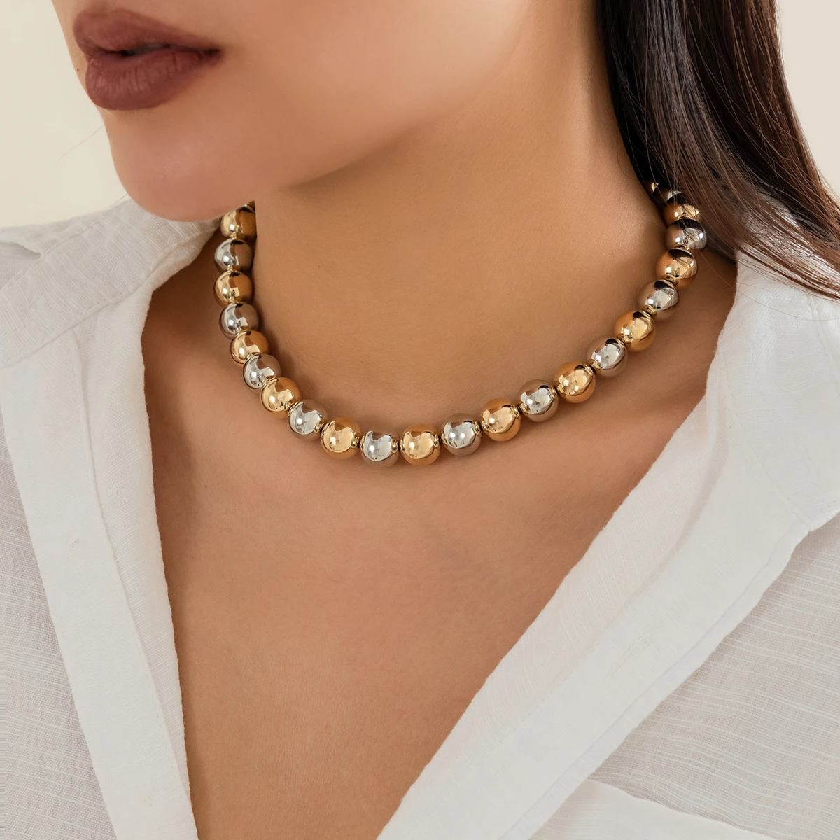 COLLANA DI PERLE CON PALLINE IN ORO E CHIUSURA IN ORO 9KT, ORO GIALLO – Dalù Gioielli