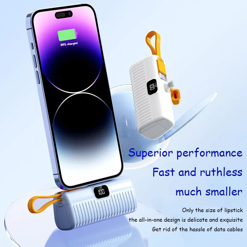 30000mAh Mini Power Bank Portable Capsule Fast Charging Multiple Ports Pocket Moblie Charging Supply With Cables Xiaomi power bank