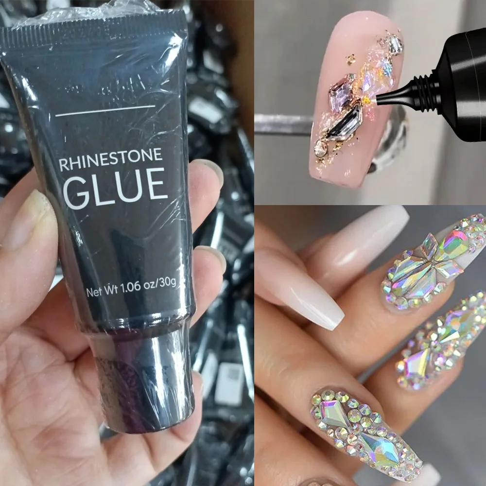 30g Nail Rhinestone Glue for Nail Charms Super Strong Gel Glue 3D Nails Bling Gel for Decoration Gems Nail Art Jewel Diamonds 2