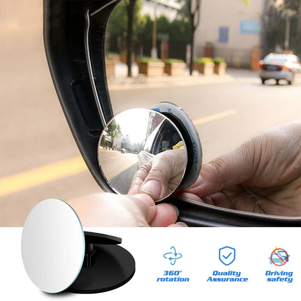 360 Degree HD Blind Spot Mirror Adjustable Rearview Convex for Car Reverse Wide Angle Broad Vehicle Parking Rimless
