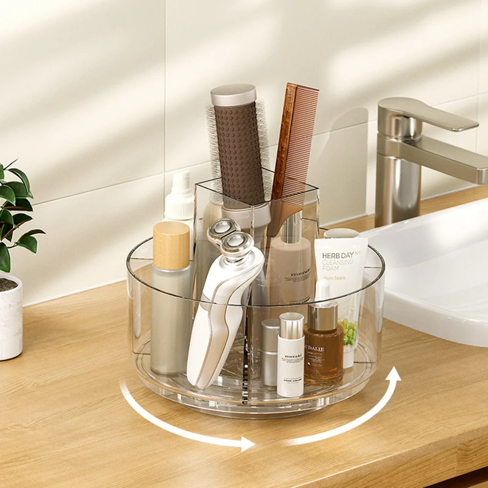 

Cosmetic Storage 360° Rotating Box Large Double Layer Desktop Makeup Organizer Sundries Stationery Holder Jewelry Container Tool