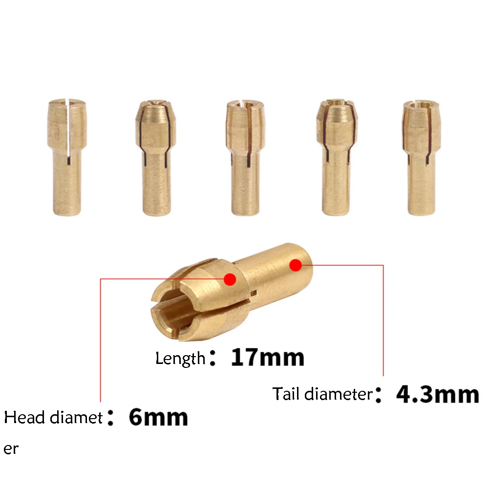 1-10Set 0.5-3.2mm Mini Drill Collets Chuck Adapter For Electric Motor Shaft Fit Micro Twist Drill Brass Cartridge Rotary Tools