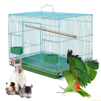 Wire Rectangular Small Cage for Small Birds and Canaries Rekord Equipped with Bird Standing and 2 Semicircular Feeders 1