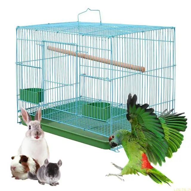 Wire Rectangular Small Cage for Small Birds and Canaries Rekord Equipped with Bird Standing and 2 Semicircular Feeders 1
