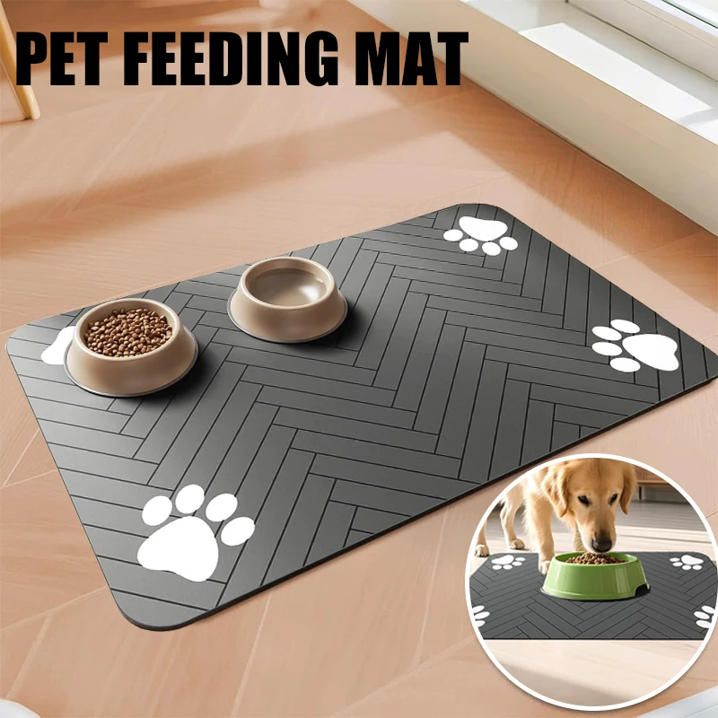 Absorbent Quick-Dry Pet Feeding Mat with Non-Slip Rubber Backing 1