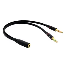  3.5mm Y Splitter 2 Jack Male to 1 Female Headphone Microphone Audio Adapter Cable Connector Aux Stereo Adapter Cable 