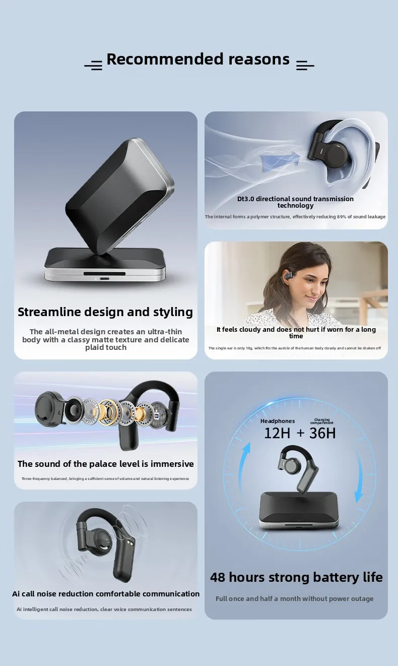 The new cross-border OWS Bluetooth headphones HJ05 feature a metal shell that do
