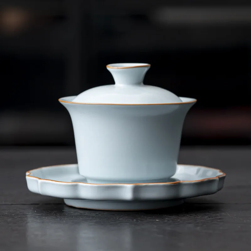 Ceramic Sancai Gaiwan Handmade Crackle Glaze Tea Cups Chinese Tea Bowl Teaware Set Cup Home Decor Gongfu Tea Tureen images - 6