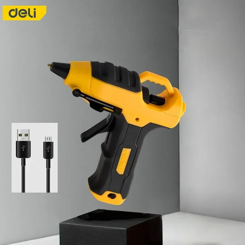 Deli Wireless Hot Melt Glue Gun 3.6V 8W Mini Rechargeable Hot Melt Glue Tool With 7mm Glue Stick Home Hand DIY Hot Melt Glue deli hot melt glue gun tool ac plug 220v 10w low voltage safety high viscosity 7mm glue stick household tool diy power tools