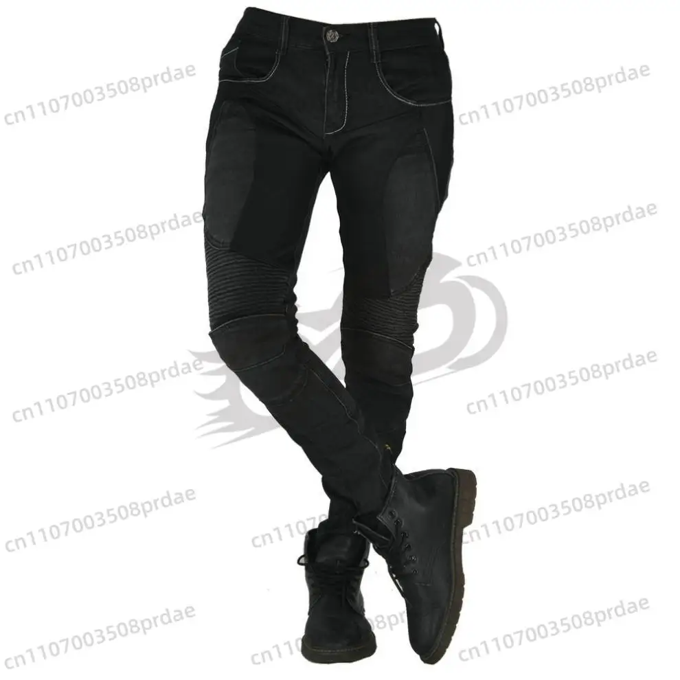 오토바이 바지 팬탈롱 모토 그린 통기성 모토 청바지 여성 남자친구 레저 여성용 청바지 여름 라이딩 하이웨이스트 청바지
